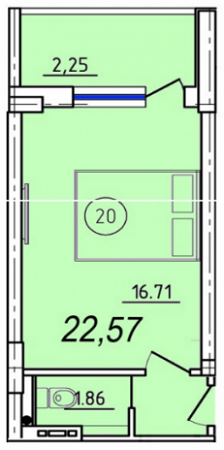 1-комнатная 22.57 м² в ЖК Eco Solaris от 15 930 грн/м², с. Крыжановка