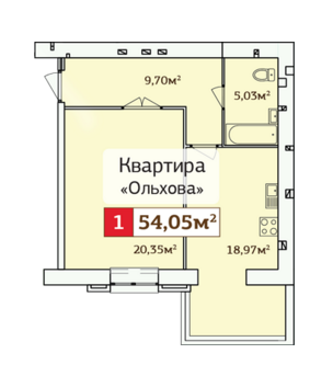 1-комнатная 54.04 м² в ЖК ForRest от застройщика, Хмельницкий