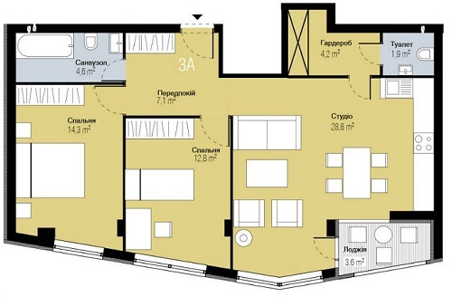 3-комнатная 75.5 м² в ЖК PARKTOWN от 15 300 грн/м², пгт Гостомель