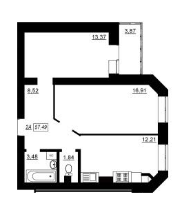 2-комнатная 57.49 м² в ЖК Гармонія от 18 450 грн/м², г. Умань