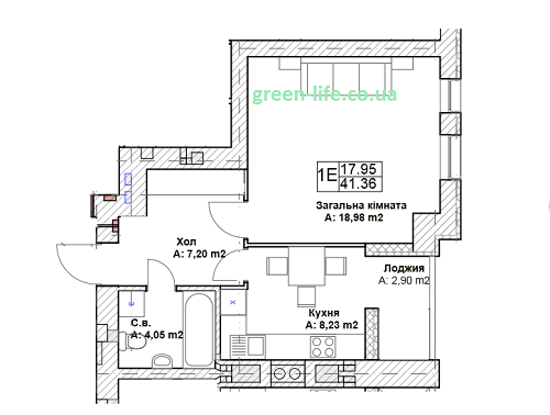 1-комнатная 41.36 м² в ЖК Green Life-3 от 12 500 грн/м², г. Ирпень