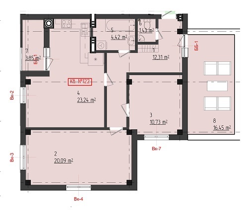 2-комнатная 79.09 м² в КД FORT HOUSE от застройщика, г. Вышгород