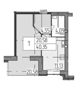 1-комнатная 40.35 м² в ЖК Аристократ от 16 000 грн/м², г. Белая Церковь