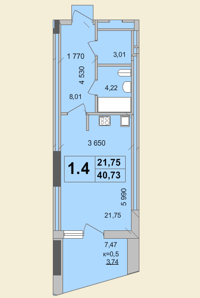 1-комнатная 40.73 м² в КД Гоголевская, 47 от 56 490 грн/м², Киев