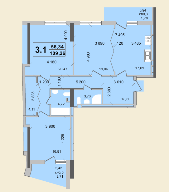 3-комнатная 109.26 м² в КД Гоголевская, 47 от 56 700 грн/м², Киев