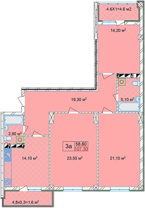 3-комнатная 107.3 м² в ЖК Дом на Строителей от застройщика, Киев