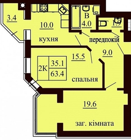 2-комнатная 63.4 м² в ЖК София Сити от 23 000 грн/м², с. Софиевская Борщаговка