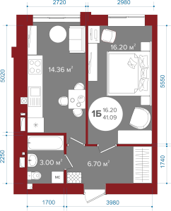 1-комнатная 41.09 м² в ЖК Олимп от 18 400 грн/м², г. Ирпень