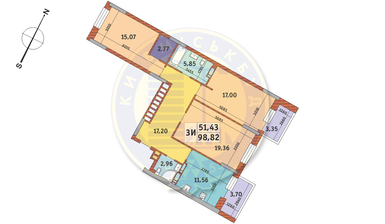 3-комнатная 98.82 м² в ЖК Mirax от 29 250 грн/м², Киев