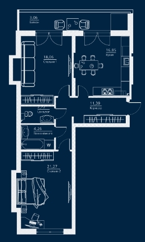 2-комнатная 77.61 м² в ЖК Einstein Concept House от 47 050 грн/м², Киев