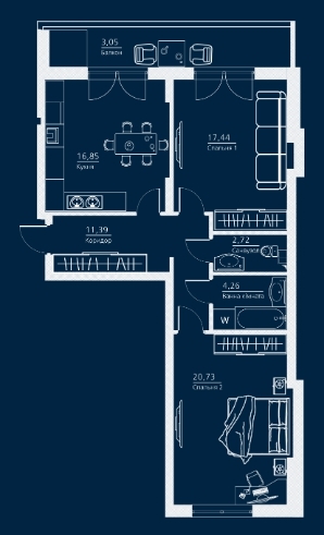 2-комнатная 76.44 м² в ЖК Einstein Concept House от 43 600 грн/м², Киев