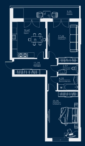 2-комнатная 75.35 м² в ЖК Einstein Concept House от 43 600 грн/м², Киев
