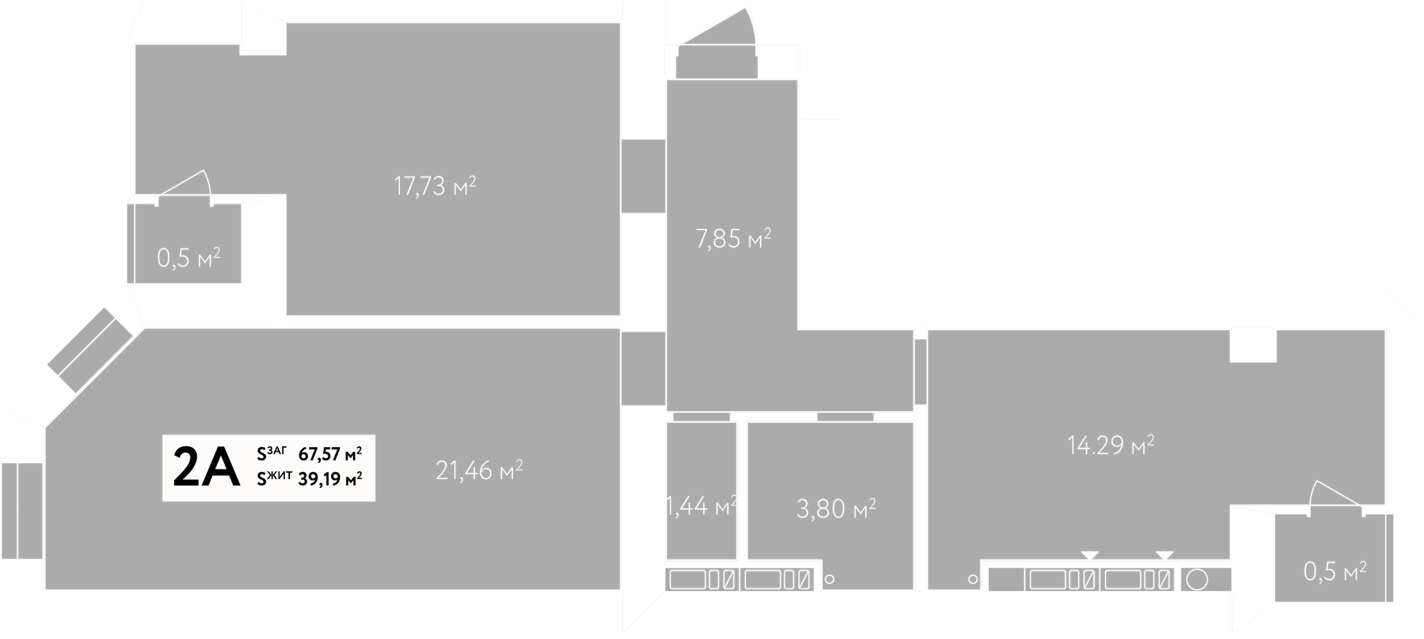 2-комнатная 67.57 м² в ЖК Авиатор от 21 000 грн/м², пгт Гостомель