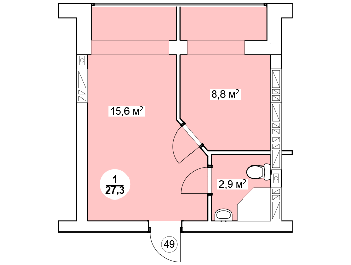 1-комнатная 27.3 м² в ЖК Новая Дания от 12 100 грн/м², с. Софиевская Борщаговка