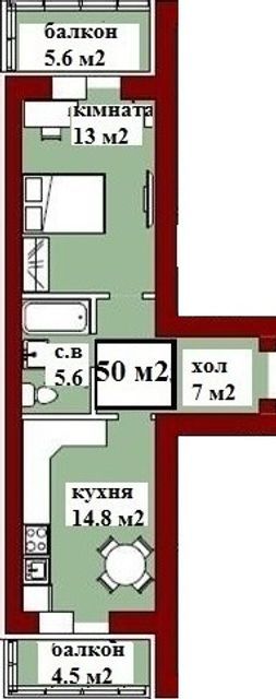1-комнатная 50 м² в ЖК Киевский маеток от 15 950 грн/м², с. Софиевская Борщаговка