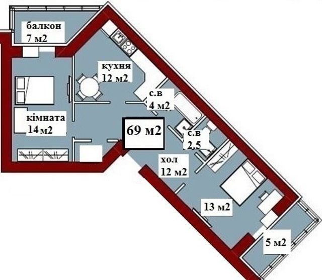 2-комнатная 69 м² в ЖК Киевский маеток от 14 300 грн/м², с. Софиевская Борщаговка