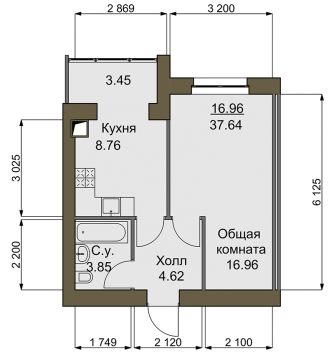 1-комнатная 37.7 м² в ЖК Софиевский квартал от 16 500 грн/м², с. Софиевская Борщаговка