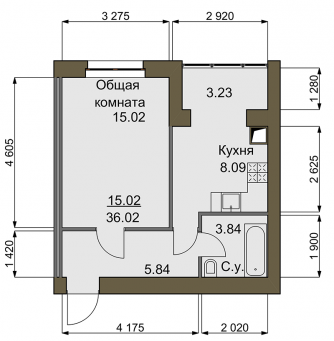 1-комнатная 36.5 м² в ЖК Софиевский квартал от 20 600 грн/м², с. Софиевская Борщаговка