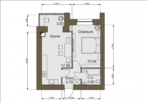 1-комнатная 41.76 м² в ЖК Софиевский квартал от 16 400 грн/м², с. Софиевская Борщаговка