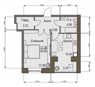 1-комнатная 45.8 м² в ЖК Софиевский квартал от 16 500 грн/м², с. Софиевская Борщаговка