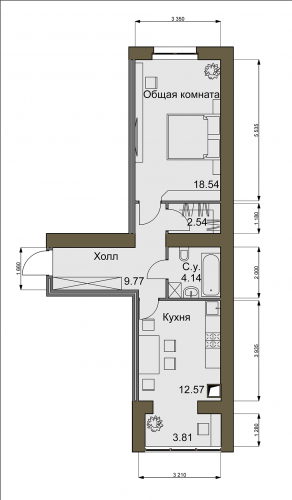 1-комнатная 52 м² в ЖК Софиевский квартал от 16 400 грн/м², с. Софиевская Борщаговка