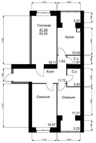 3-комнатная 83.03 м² в ЖК Софиевский квартал от 15 000 грн/м², с. Софиевская Борщаговка