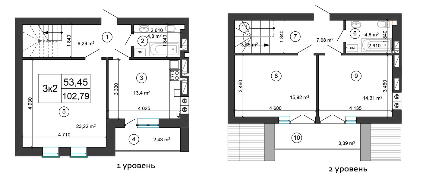 Двухуровневая 102.79 м² в ЖК Сырецкий парк от 40 750 грн/м², Киев