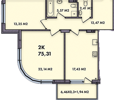 2-комнатная 75.31 м² в ЖК 52 Жемчужина (Pechersk Plaza) от 74 400 грн/м², Киев