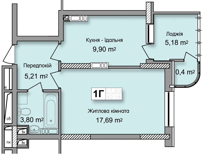1-комнатная 42.18 м² в ЖК по ул. Ю. Кондратюка от 26 900 грн/м², Киев