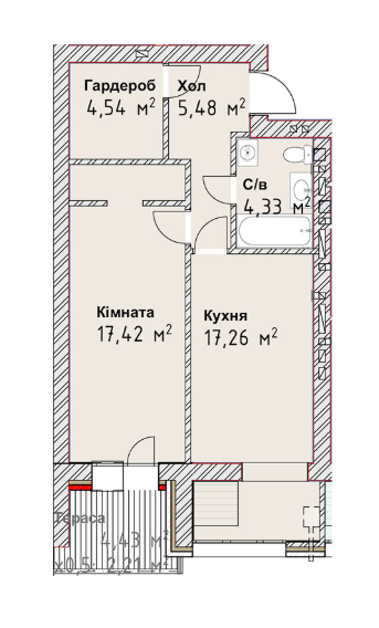 1-комнатная 51.24 м² в ЖК Чайка Люкс от 19 600 грн/м², Одесса