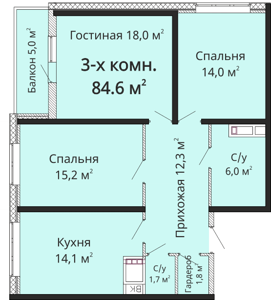 3-комнатная 84.6 м² в ЖК Омега от 24 300 грн/м², Одесса
