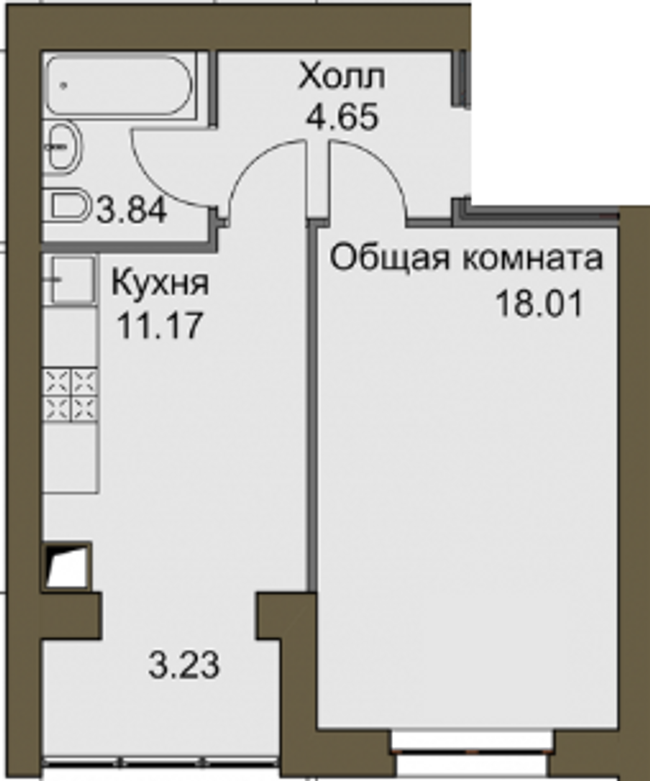 1-комнатная 41.47 м² в ЖК Софиевский квартал от 20 600 грн/м², с. Софиевская Борщаговка