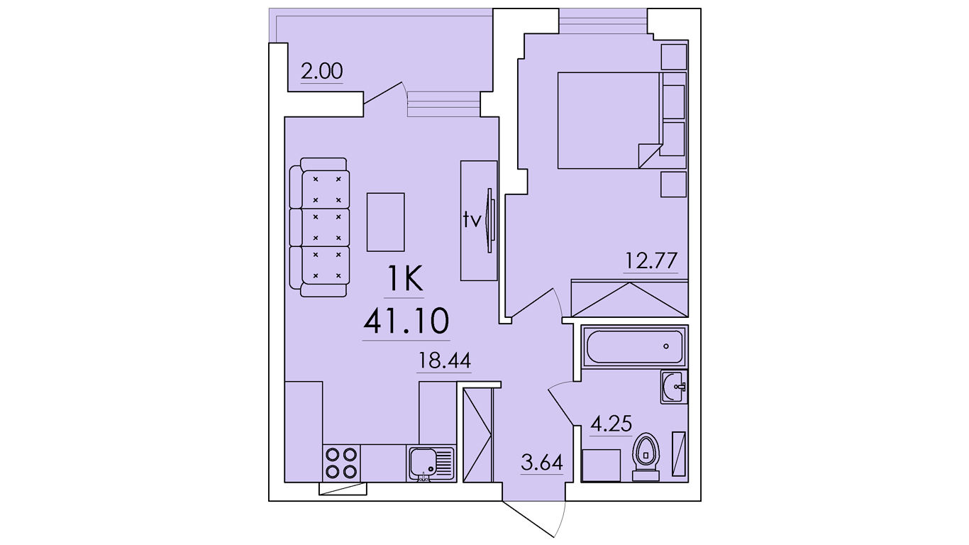 1-комнатная 41.1 м² в ЖК Eco Solaris от 15 600 грн/м², с. Крыжановка