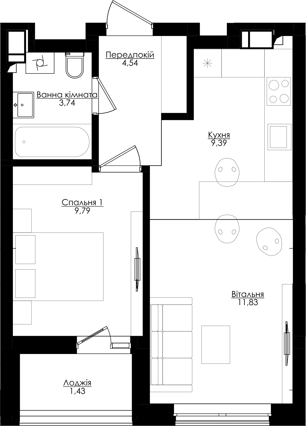 1-комнатная 40.72 м² в ЖК San Francisco Creative House от 41 900 грн/м², Киев
