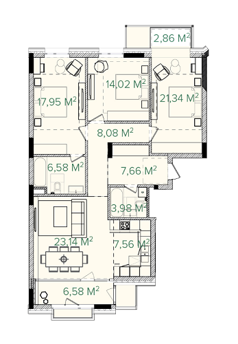 3-комнатная 118.42 м² в ЖК Illinsky House от 85 281 грн/м², Киев