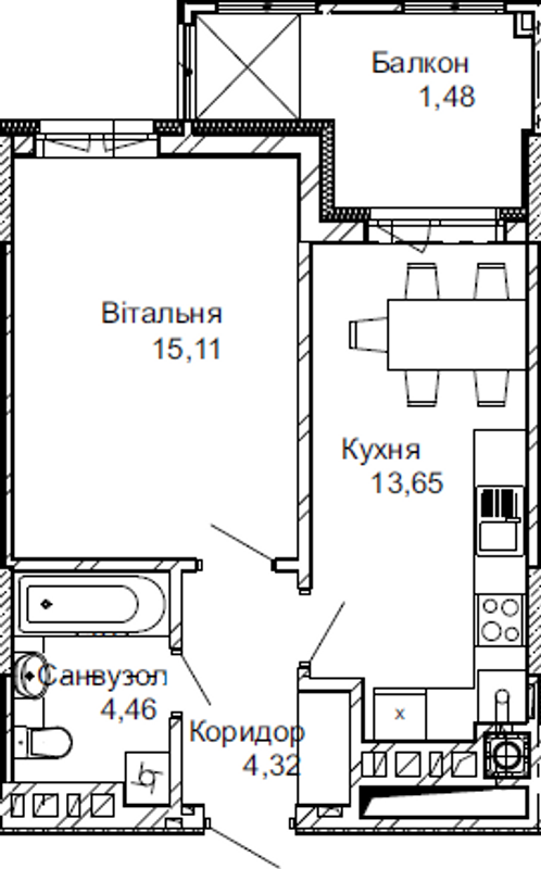 1-комнатная 39.02 м² в ЖК Імперіал от 28 000 грн/м², г. Трускавец