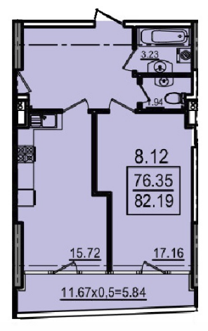 2-комнатная 82.19 м² в Апарт-комплекс Калипсо от 35 700 грн/м², Одесса