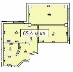 2-комнатная 65.4 м² в ЖК Усадьба от 15 450 грн/м², Днепр