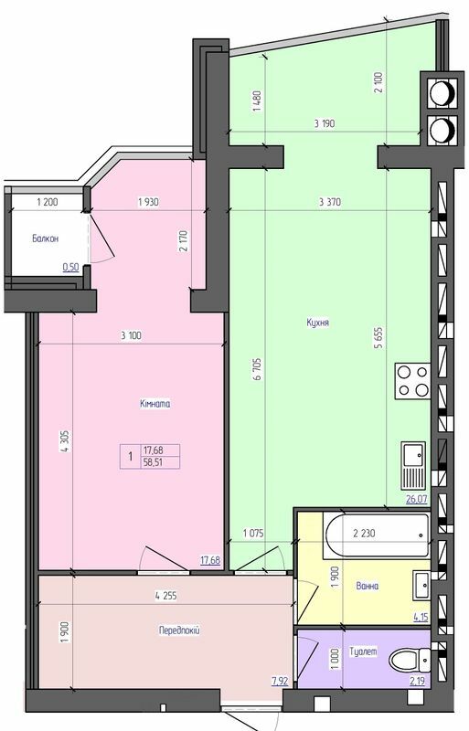 1-комнатная 58.51 м² в ЖК Атлант от 14 000 грн/м², Луцк
