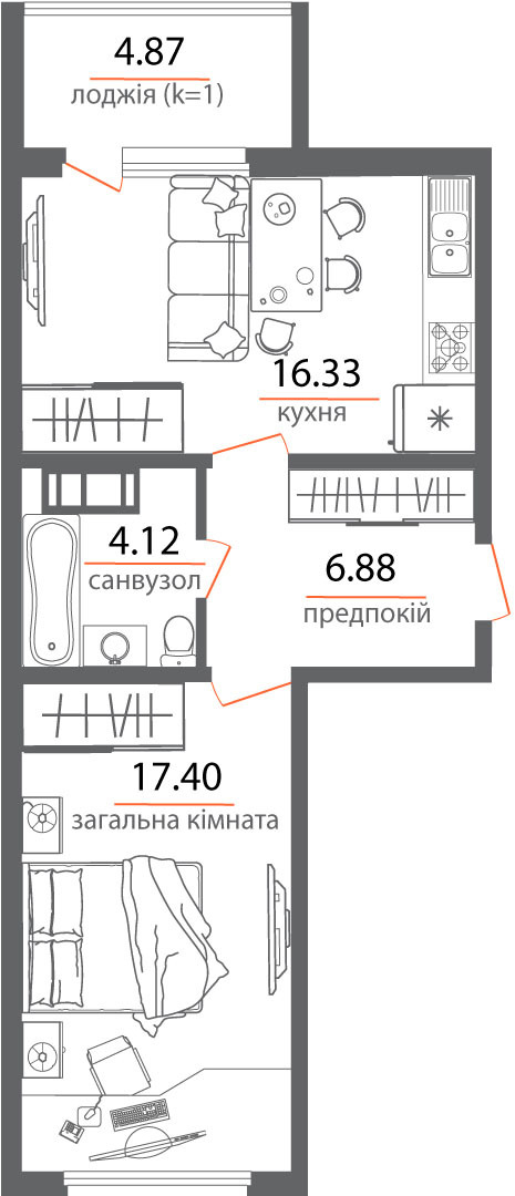 2-комнатная 49.6 м² в ЖК Welcome Home на Стеценко от 23 700 грн/м², Киев