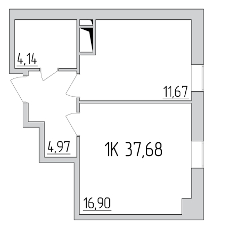 1-комнатная 37.68 м² в ЖК Тридцать восьмая жемчужина от 52 850 грн/м², Киев