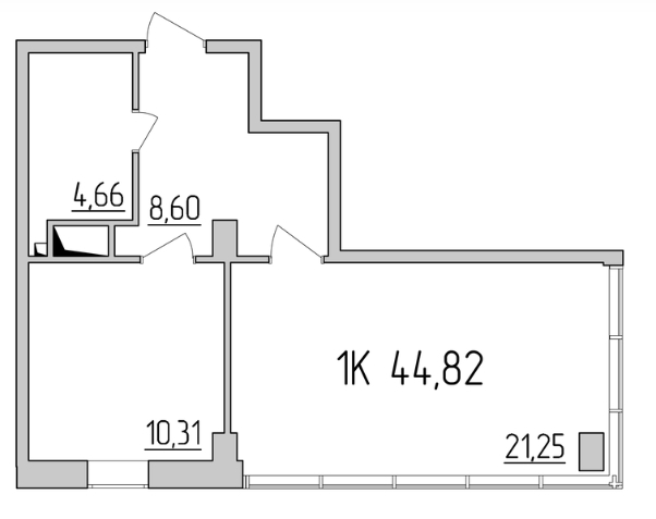 1-комнатная 44.82 м² в ЖК Тридцать восьмая жемчужина от 48 200 грн/м², Киев