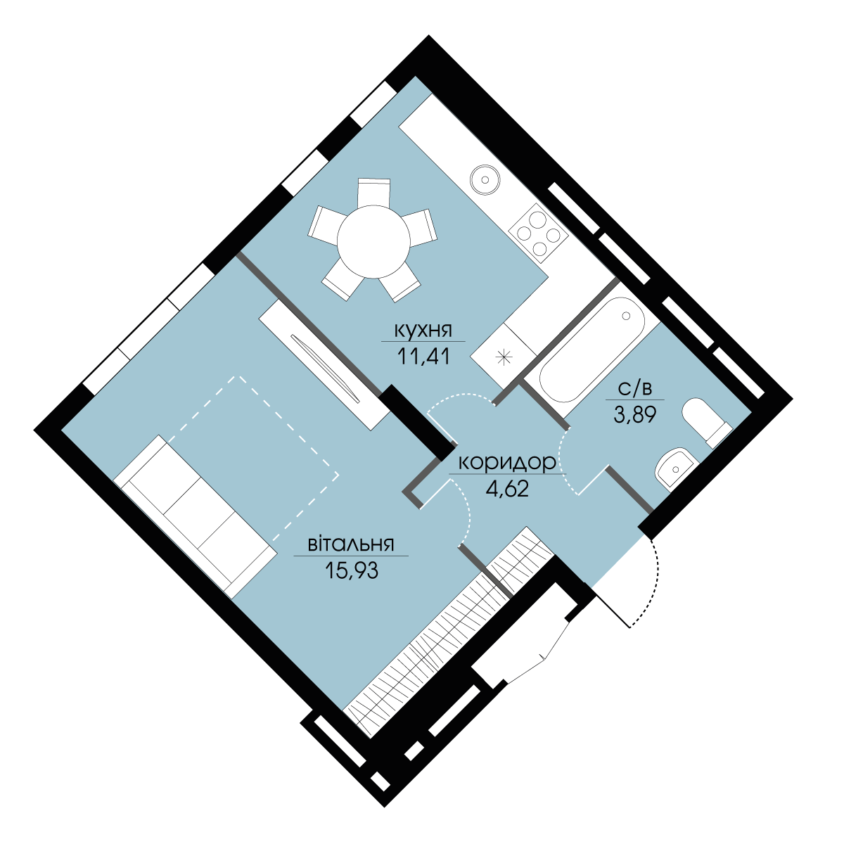 1-комнатная 35.85 м² в ЖК Echo Park 2 от 35 000 грн/м², с. Петропавловская Борщаговка