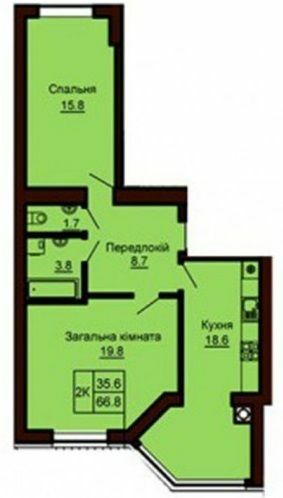 2-комнатная 66.8 м² в ЖК София Сити от 26 000 грн/м², с. Софиевская Борщаговка