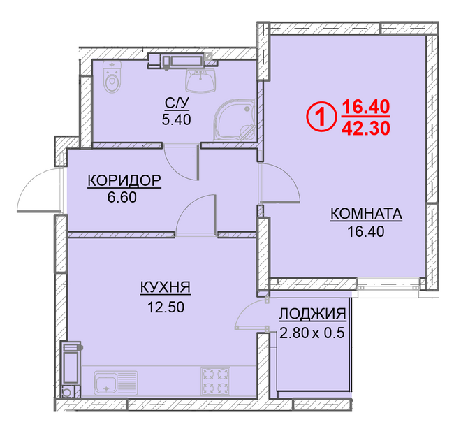 1-комнатная 42.3 м² в ЖК Велесгард от 23 000 грн/м², г. Вышгород