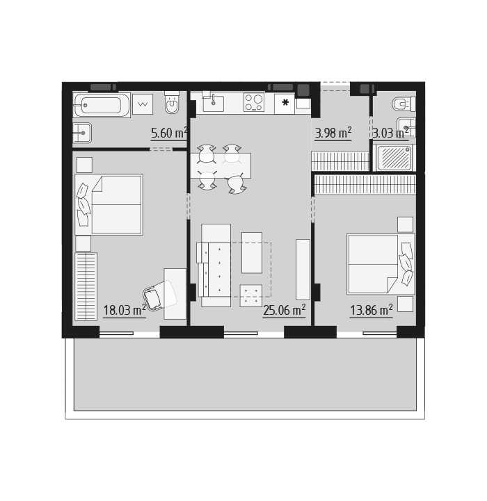 2-комнатная 69.56 м² в ЖК PARKTOWN от 19 500 грн/м², пгт Гостомель