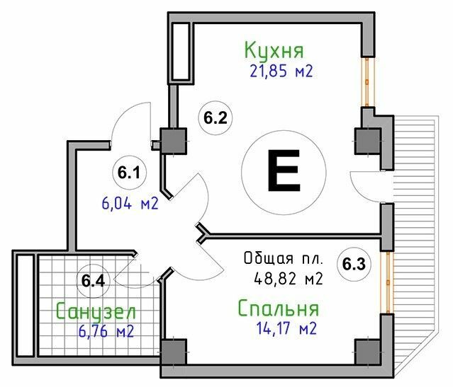1-комнатная 48.82 м² в ЖК Адмирал от 28 250 грн/м², Николаев