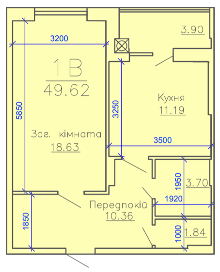 1-комнатная 49.62 м² в ЖК Панорама от застройщика, Сумы