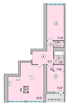 2-комнатная 81.28 м² в ЖК на Масанах от 10 900 грн/м², Чернигов