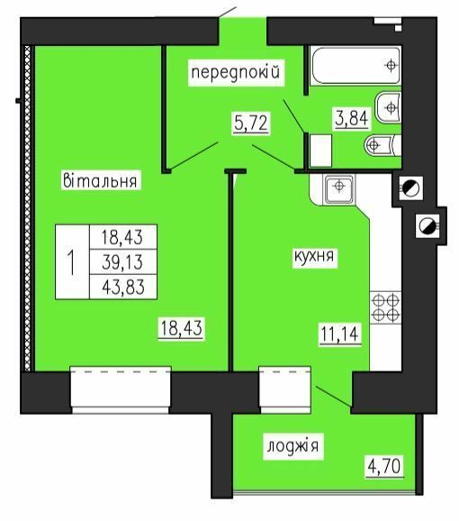 1-комнатная 43.83 м² в ЖК на ул. Лучаковского-Троллейбусная от 16 000 грн/м², Тернополь